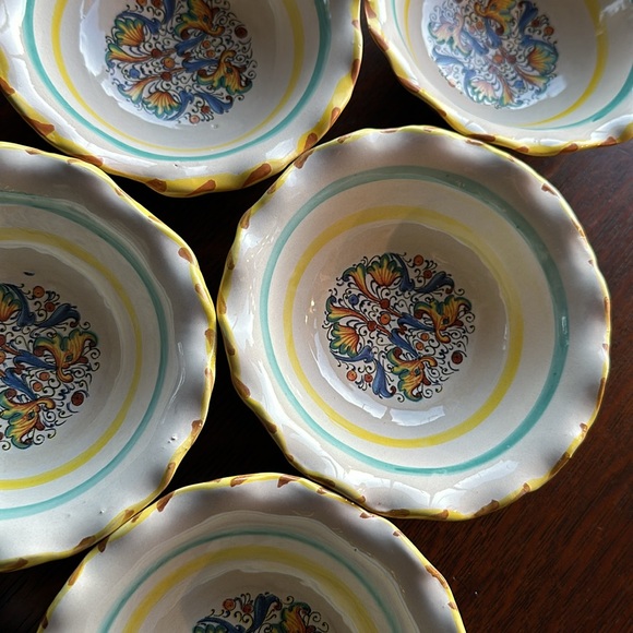 🇮🇹Meridiana Ceramiche set of 6 small desert or nut bowls Scalloped edges Italy - Picture 16 of 16